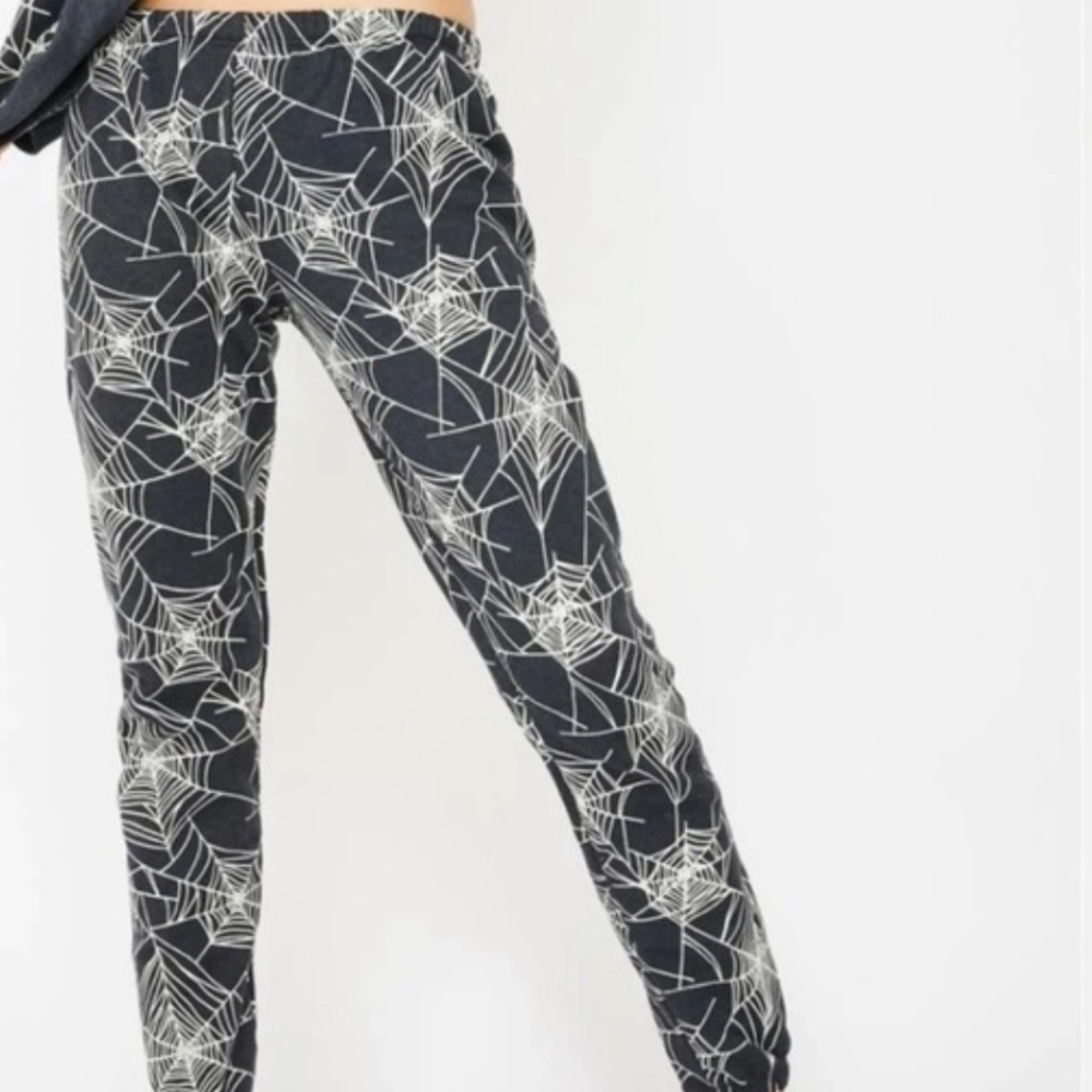 NEW Wildfox Women's Sommers Glow in the Dark Spiderweb Sweatpants - S
